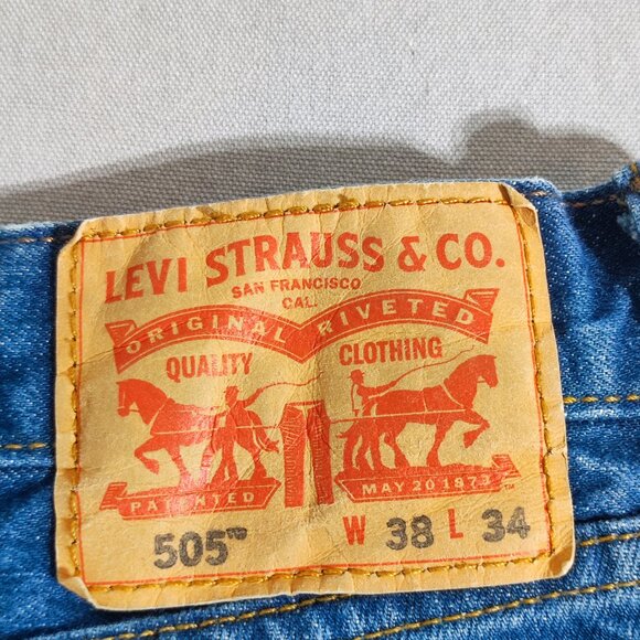 Levi's 505™ Jeans Regular Fit Men's size W38L34 denim blue straight leg classic - Picture 5 of 14